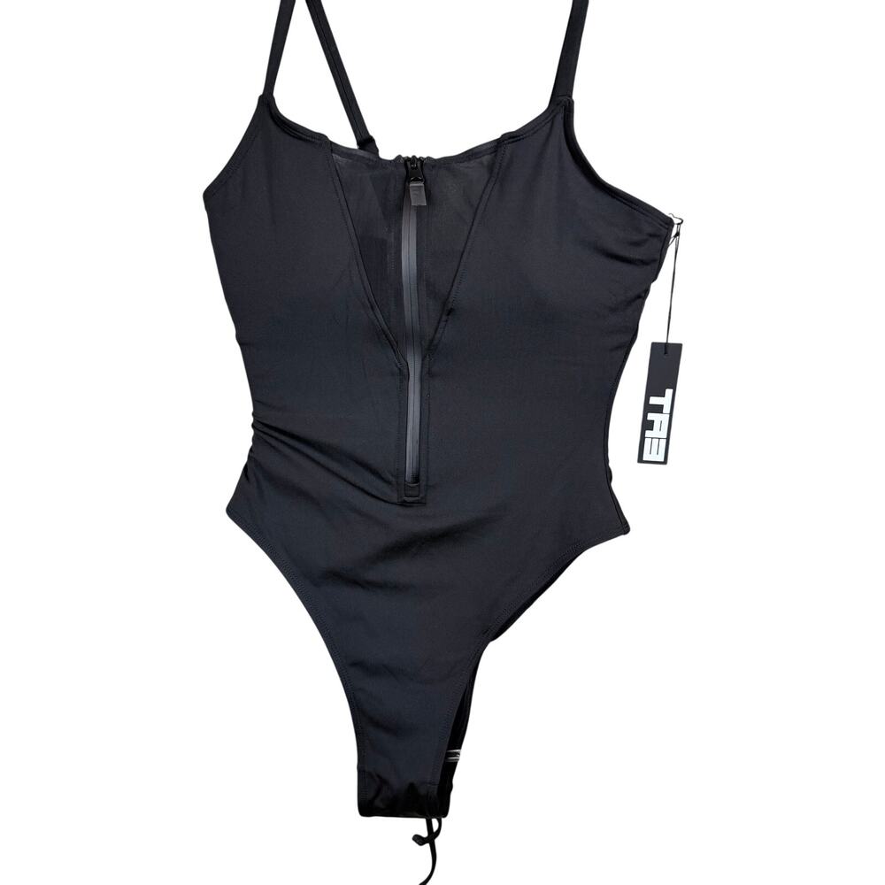TA3 Zippy Black One-Piece Zip Front Lace-Up Sculpting MED